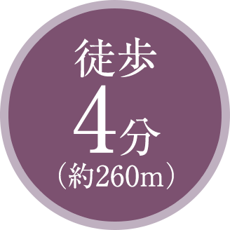 徒歩4分（約260m）