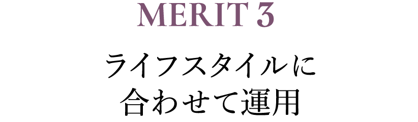 MERIT3 ライフスタイルに合わせて運用